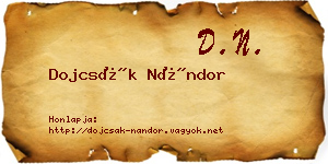 Dojcsák Nándor névjegykártya